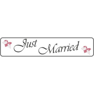Πινακίδα αυτοκινήτου γάμου "Just Married" περιστέρια (2 τεμ)