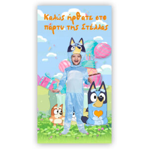 Αφίσα πάρτυ με φωτογραφία Bluey