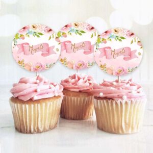 Topper Cupcake Φλοράλ (6 τεμ)