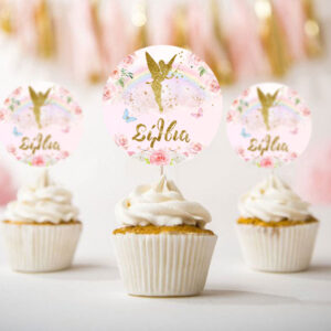Topper Cupcake χρυσή Νεράιδα (6 τεμ)