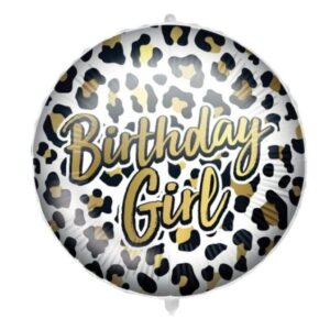Μπαλόνι Birthday Girl Λεοπάρ - φουσκωμένο με ήλιον