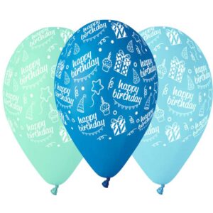 12" Μπαλόνι Happy Bday μπλε αποχρώσεις (25 τεμ)