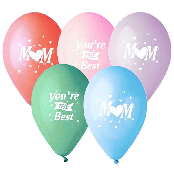 12" Μπαλόνι τυπωμένο "Βest Mum" σε 5 χρώματα (25 τεμ)