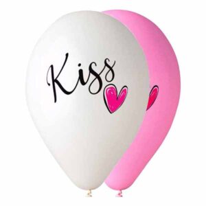 12" Μπαλόνι τυπωμένο Kiss  καρδούλα (25 τεμ)