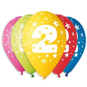 12" Πολύχρωμα Μπαλόνια Αριθμός 2 (25 τεμ)