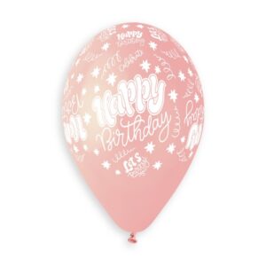 13" Μπαλόνι "Happy Birthday" Baby Pink (25 τεμ)