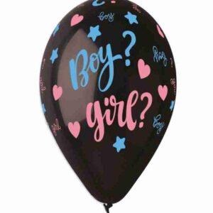 13" Μπαλόνι τυπωμένο Μαύρο "Boy or Girl (25 τεμ)
