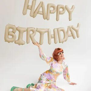 Σετ Μπαλόνια Γενεθλίων -“Happy Birthday” - Μπεζ (13 τεμ)
