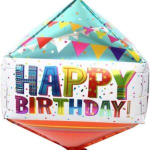 15" Μπαλόνι Happy Birthday Κύβος
