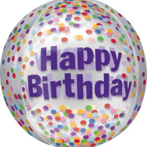 16" Μπαλόνι Happy Birthday κομφετί ORBZ