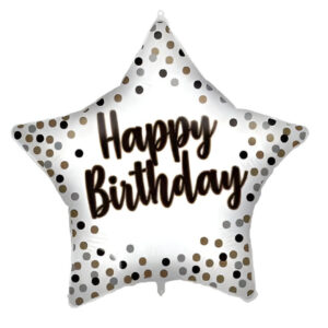 18'' Μπαλόνι Αστέρι Happy Birthday Λευκό