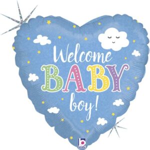 18'' Μπαλόνι γέννησης Καρδιά Welcome Baby Boy
