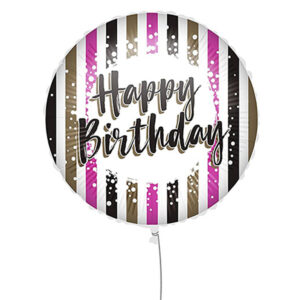 18'' Μπαλόνι Happy Birthday με Ρίγες
