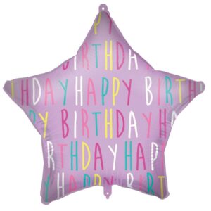 18'' Μπαλόνι Happy Birthday μοβ Αστέρι