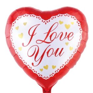 18'' Μπαλόνι καρδιά Ι Love You άσπρο-κόκκινο