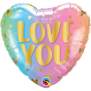18'' Μπαλόνι Καρδιά 'Love you' παστέλ όμπρε