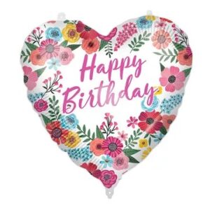 18'' Μπαλόνι Καρδιά Φλοράλ ''Happy Birthday''
