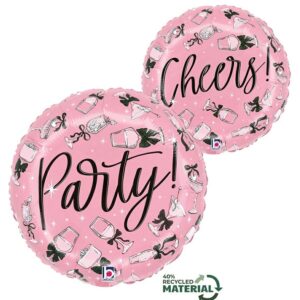 18'' Ροζ Μπαλόνι με φιογκάκια Party- Cheers
