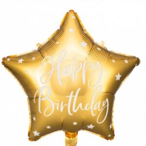 18" Μπαλόνι Αστέρι Happy Birthday Χρυσό