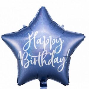 18" Μπαλόνι Αστέρι Happy Birthday Μπλε Navy