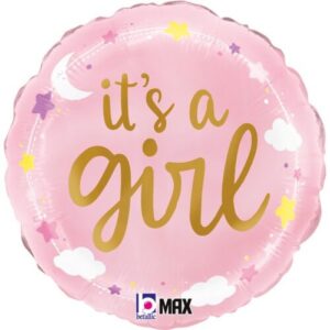 18" Μπαλόνι γέννησης It's a Girl Stars & Clouds
