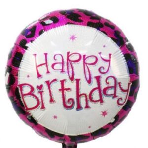 18" Μπαλόνι Happy Birthday Φούξια Animal Print