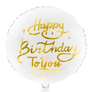 18" Μπαλόνι Happy Birthday to You άσπρο-χρυσό