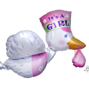 32" Μπαλόνι γέννησης Πελαργός It's a Girl