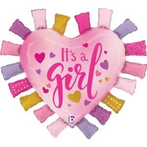 34" Μπαλόνι Καρδιά με κρόσια "It's a girl"