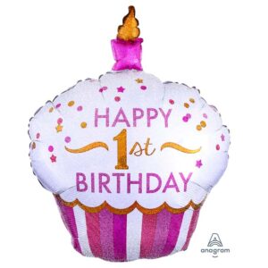 36" Μπαλόνι Cup Cake 1st Birthday κοριτσάκι