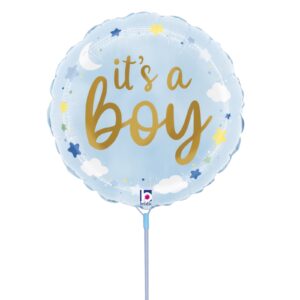 9'' Mini Shape Μπαλόνι It's A Boy με αστεράκια