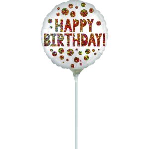 9" Mini Shape Μπαλόνι Holographic 'Happy Birthday'