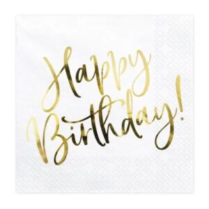 Χαρτοπετσέτες Happy Birthday Χρυσό (20 τεμ)