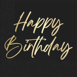 Μαύρες Χαρτοπετσέτες Elegant Happy Birthday (20 τεμ)