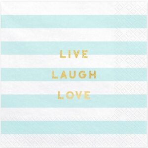 Χαρτοπετσέτες Γαλάζιες ριγέ - Live Laugh Love (20 τεμ)