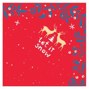 Χαρτοπετσέτες κόκκινες Let It Snow (20 τεμ)