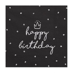 Χαρτοπετσέτες μαύρες Happy Birthday (20 τεμ)