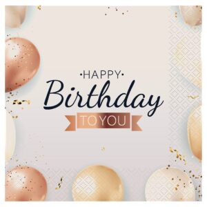 Χαρτοπετσέτες φαγητού Rosegold Birthday (20 τεμ)