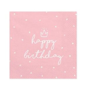 Χαρτοπετσέτες ροζ Happy Birthday (20 τεμ)