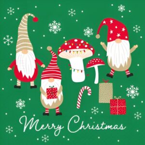 Χριστουγεννιάτικες Χαρτοπετσέτες - Merry Christmas Gnomes (20 τεμ)