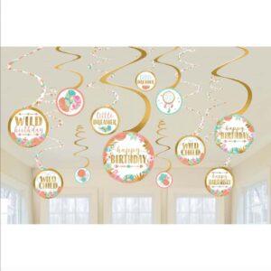 Διακοσμητικά Οροφής Swirls Boho Birthday Girl (12 τεμ)