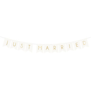 Διακοσμητικό μπάνερ γάμου λευκό "Just Married"