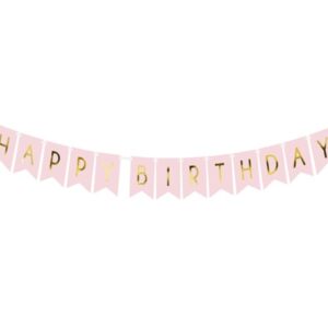 Διακοσμητικό μπάνερ ροζ "Happy birthday"