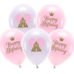 Eco Μπαλόνια Happy Birthday ροζ (5 τεμ)