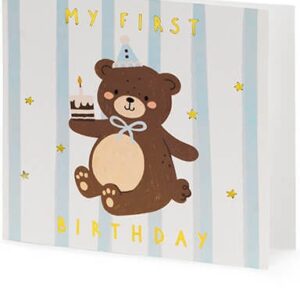Ευχετήρια Κάρτα 1st Birthday Boy Αρκουδάκι