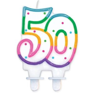 Κεράκι τούρτας No 50 Πολύχρωμο Πουά