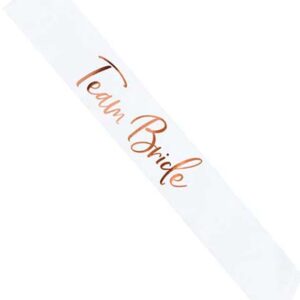 Κορδέλα λευκή σατέν Team Bride rosegold γράμματα