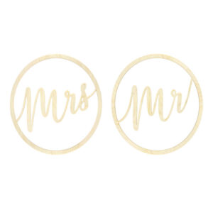 Ξύλινα κρεμαστά διακοσμητικά Mr & Mrs (2 τεμ)