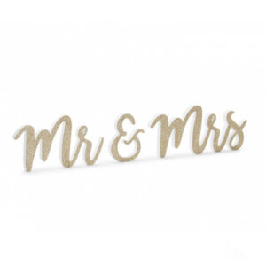Ξύλινο διακοσμητικό τραπεζιού Χρυσό Mr & Mrs