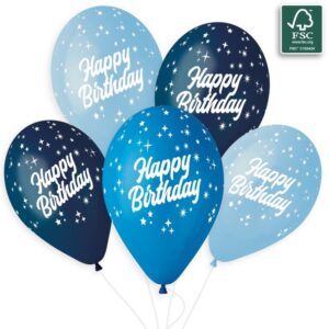 Λάτεξ Μπαλόνια Happy Birthday - Μπλε (6 τεμ)